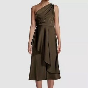 SACHIN + BABI Evangeline One-Shoulder Satin Midi Dress Size 6 — NWT unworn!
